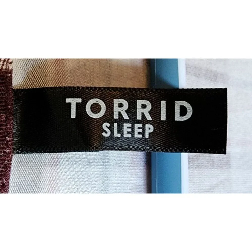 Torrid‎ Sleep Women's Short sleeve Button Up Collared Top Red Plaid Plus Size 1X